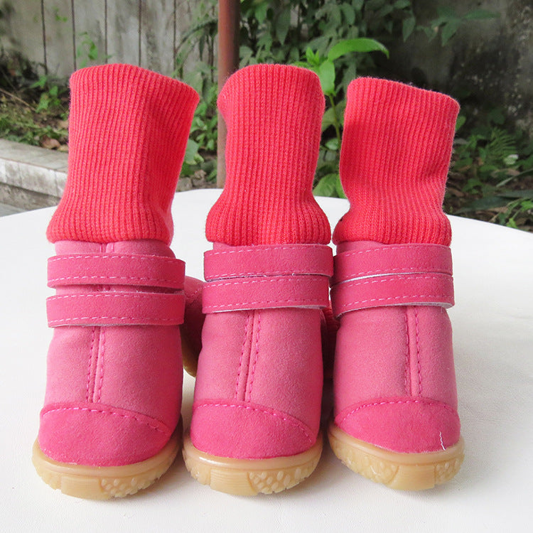 KFX-7970237 High Top Cotton Shoes for Dogs in Pink, Brown, and Black