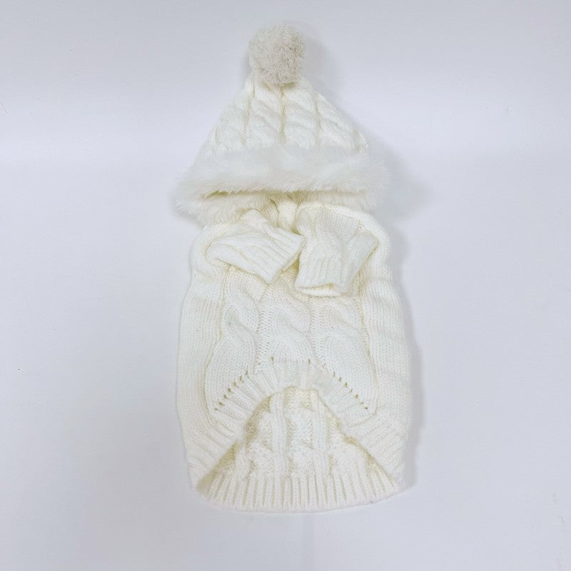 KFX-7977149 Warm White Wool Sweater for Pets - Autumn and Winter Collection, Available in Multiple Sizes