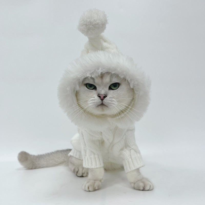 KFX-7977149 Warm White Wool Sweater for Pets - Autumn and Winter Collection, Available in Multiple Sizes