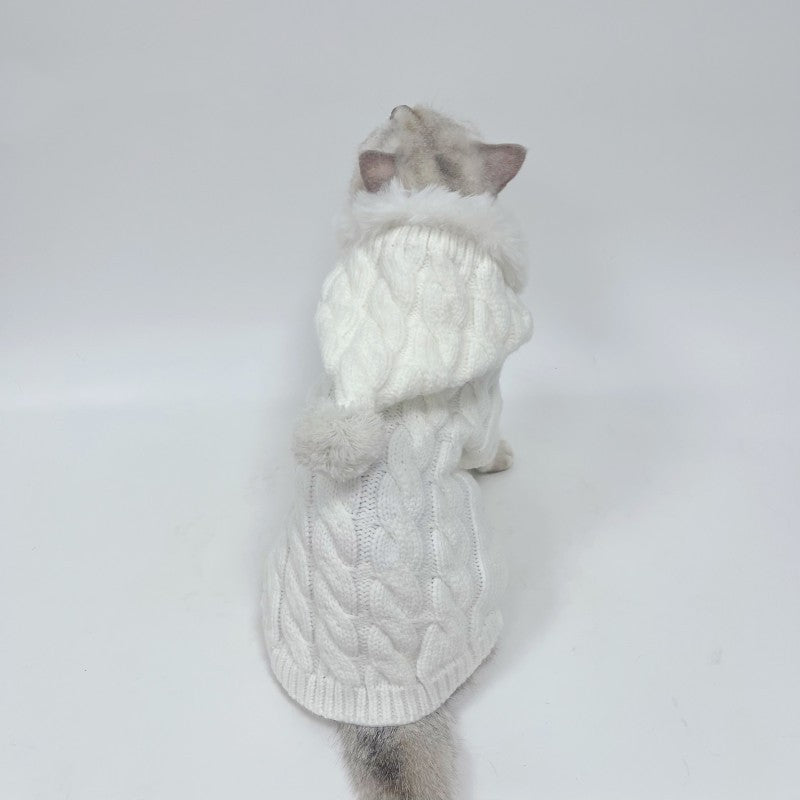 KFX-7977149 Warm White Wool Sweater for Pets - Autumn and Winter Collection, Available in Multiple Sizes
