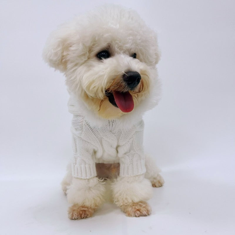 KFX-7977149 Warm White Wool Sweater for Pets - Autumn and Winter Collection, Available in Multiple Sizes