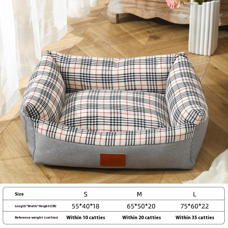 KFX-7979197 Striped Open Nest Square Kennel for Dogs - Plush Fabric in Light and Dark Gray