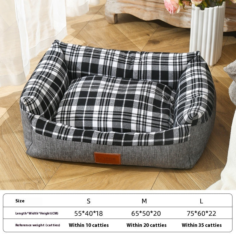 KFX-7979197 Striped Open Nest Square Kennel for Dogs - Plush Fabric in Light and Dark Gray