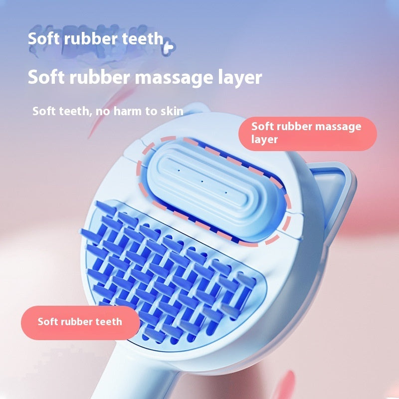 KFX-7980733 Pet Hair Removal Comb - Massage Brush for Easy Cleaning in Pink and Blue