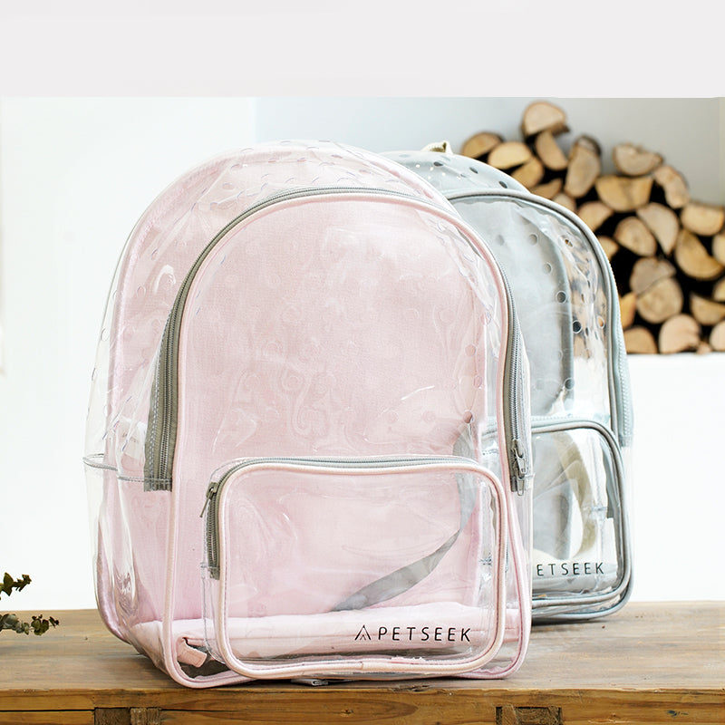 KFX-7981373 Transparent Portable Cat Walking Bag for Cats and Small Dogs, PVC and Canvas Construction
