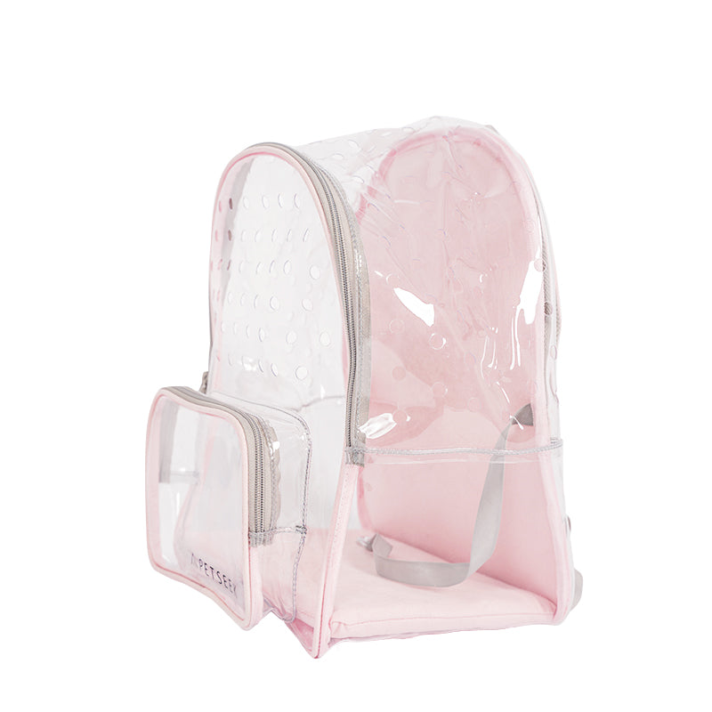 KFX-7981373 Transparent Portable Cat Walking Bag for Cats and Small Dogs, PVC and Canvas Construction