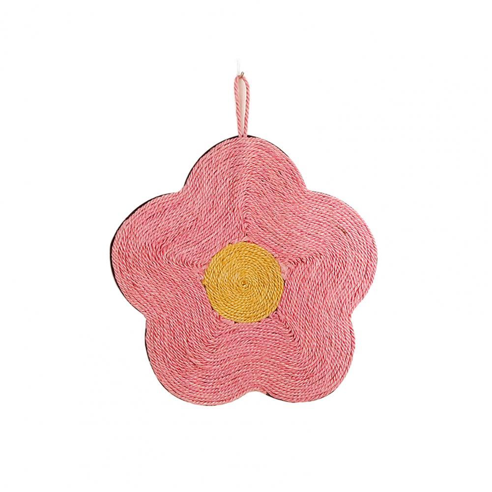 KFX-7982397 Natural Sisal Cat Scratch Pad - Flower & Orange Shapes, Traceless Hook for Wall Hanging, Indoor Claw Grinder Mat