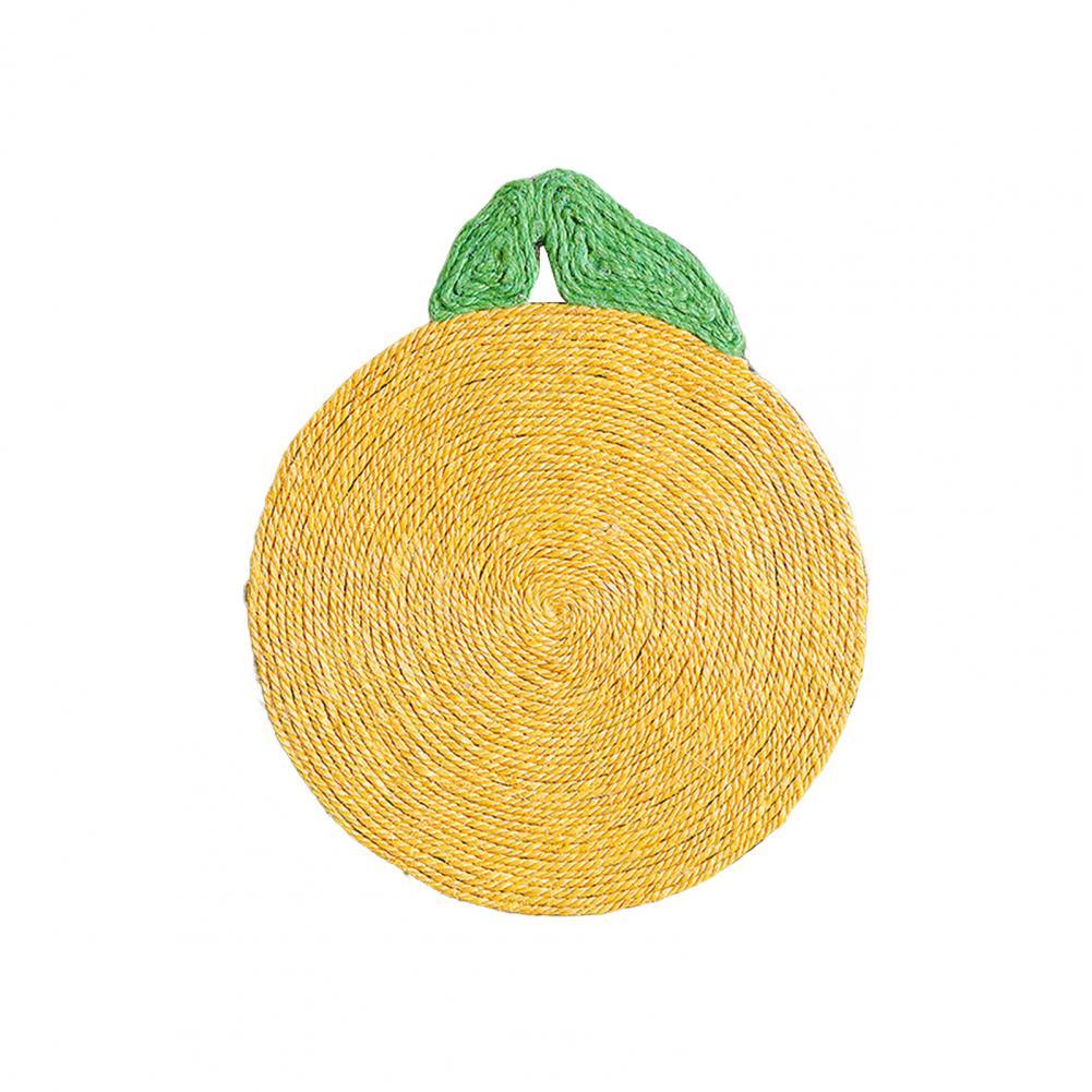 KFX-7982397 Natural Sisal Cat Scratch Pad - Flower & Orange Shapes, Traceless Hook for Wall Hanging, Indoor Claw Grinder Mat