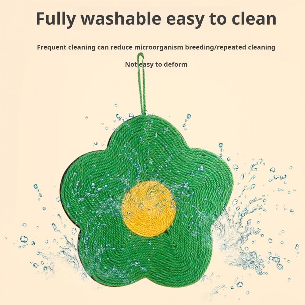 KFX-7982397 Natural Sisal Cat Scratch Pad - Flower & Orange Shapes, Traceless Hook for Wall Hanging, Indoor Claw Grinder Mat