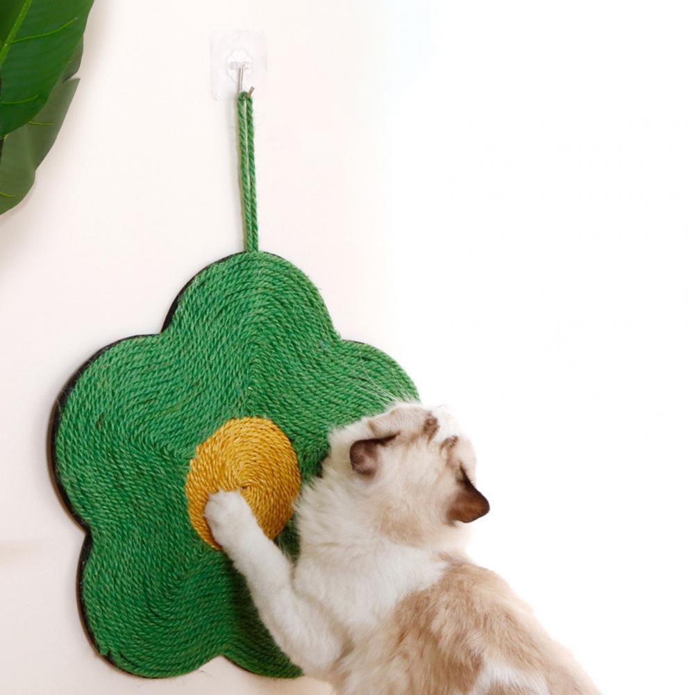 KFX-7982397 Natural Sisal Cat Scratch Pad - Flower & Orange Shapes, Traceless Hook for Wall Hanging, Indoor Claw Grinder Mat