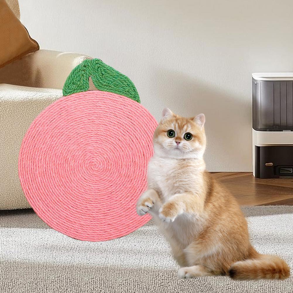 KFX-7982397 Natural Sisal Cat Scratch Pad - Flower & Orange Shapes, Traceless Hook for Wall Hanging, Indoor Claw Grinder Mat