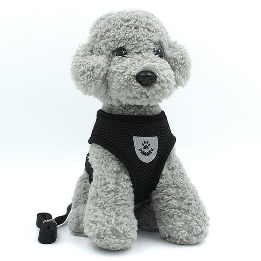 KFX-7984189 Reflective Breathable Dog Vest with Leash – Small Dog Chest Strap in Multiple Colors