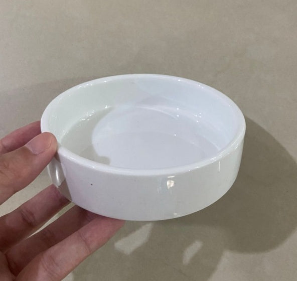 KFX-7985085 Double Ceramic Cat Bowl - Stylish Pottery Pet Feeding Bowl in Green, Yellow, Pink, White, and Gray