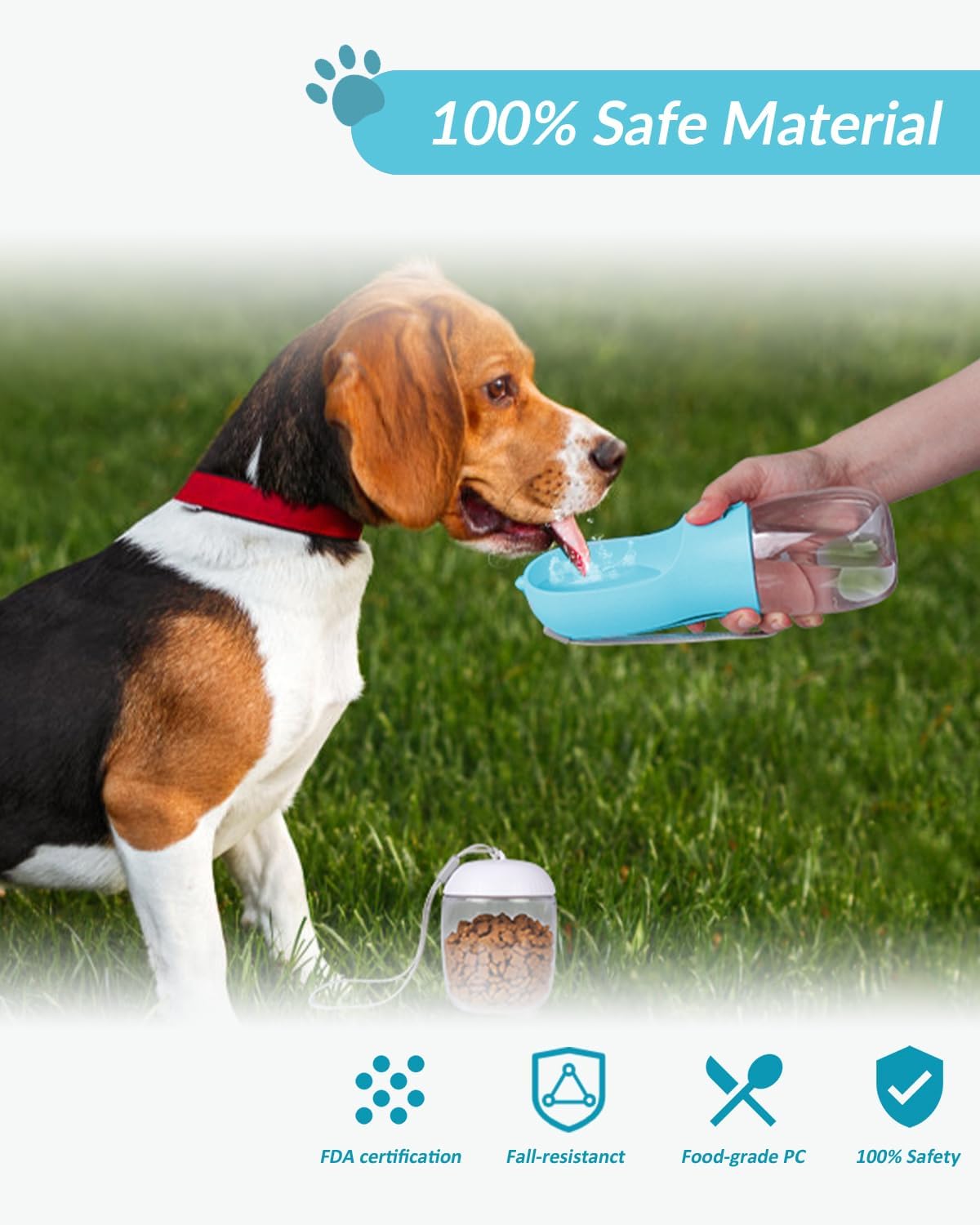 KFX-7986365 Portable Dog Water Bowl and Food Container Dispenser for Pets on the Go