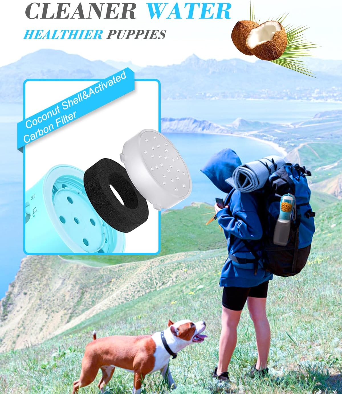 KFX-7986365 Portable Dog Water Bowl and Food Container Dispenser for Pets on the Go