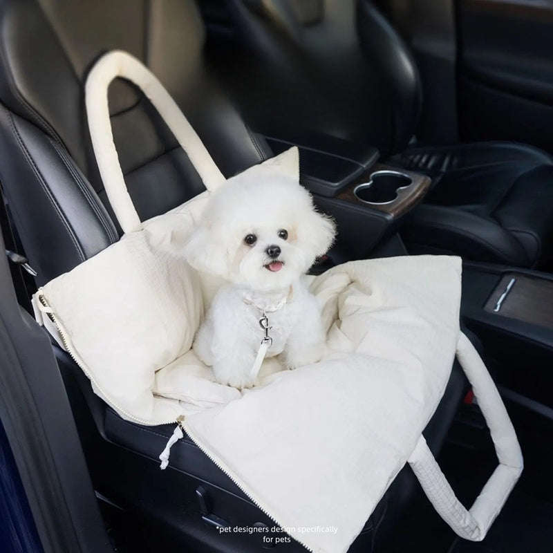 KFX-7987133 Portable Dog Car Seat with Adjustable Safety Leash for Small Pets - Soft Cushion Design with Waterproof Exterior