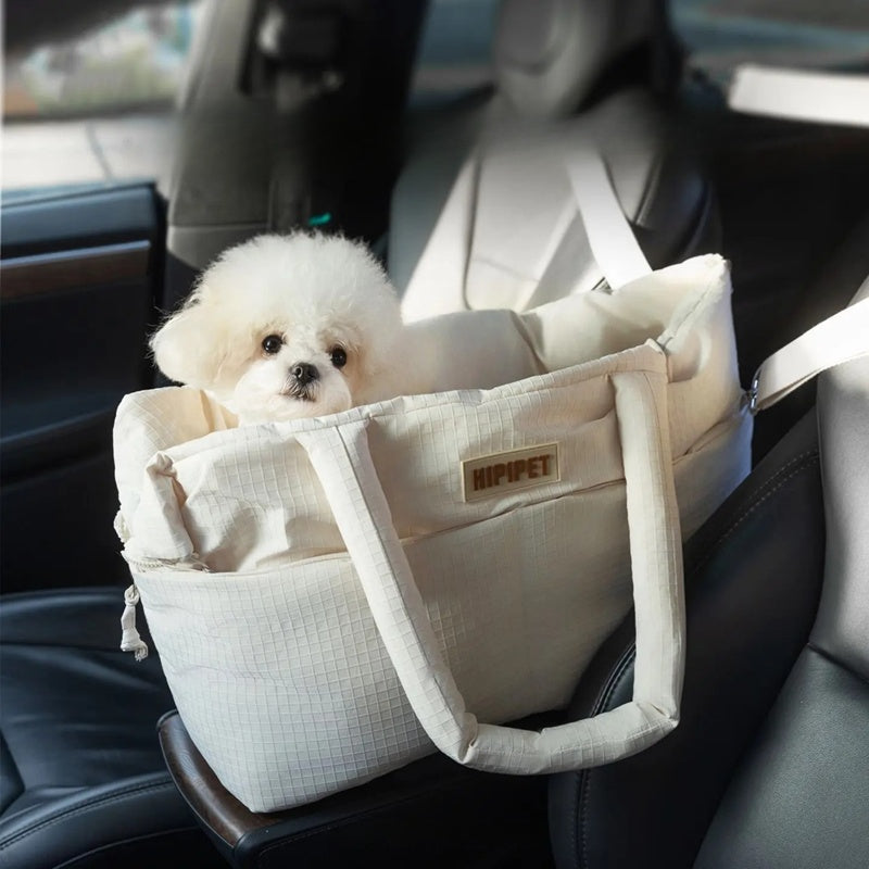 KFX-7987133 Portable Dog Car Seat with Adjustable Safety Leash for Small Pets - Soft Cushion Design with Waterproof Exterior