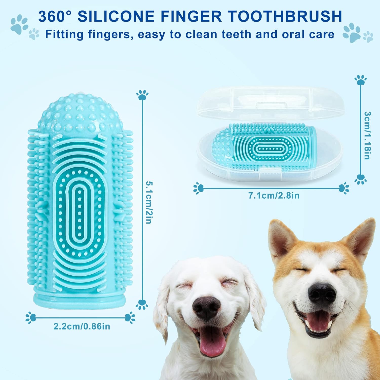 KFX-7988157 360° Silicone Dog and Cat Toothbrush Kit with Finger Brush for Effective Dental Care and Fresh Breath
