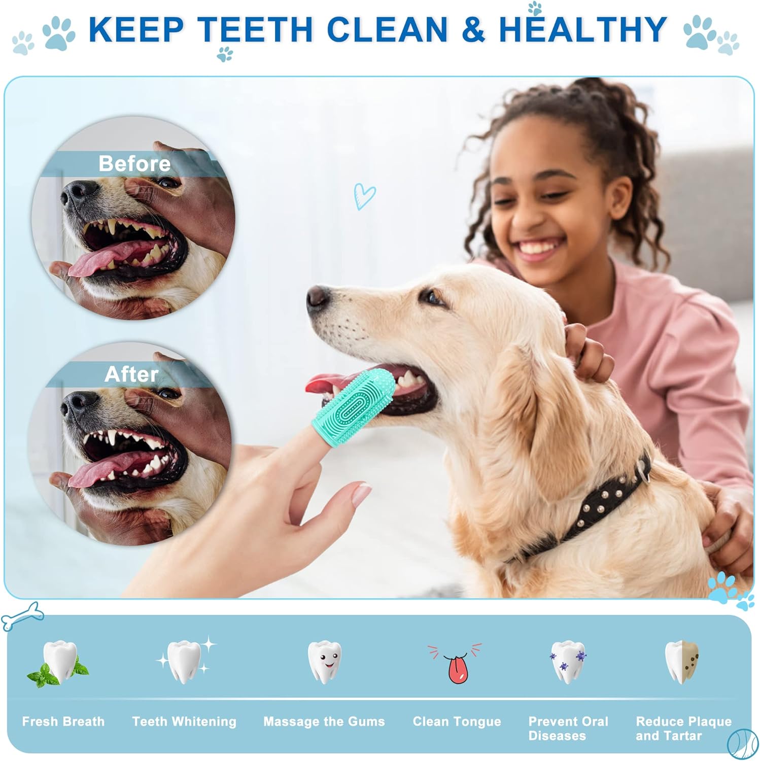 KFX-7988157 360° Silicone Dog and Cat Toothbrush Kit with Finger Brush for Effective Dental Care and Fresh Breath