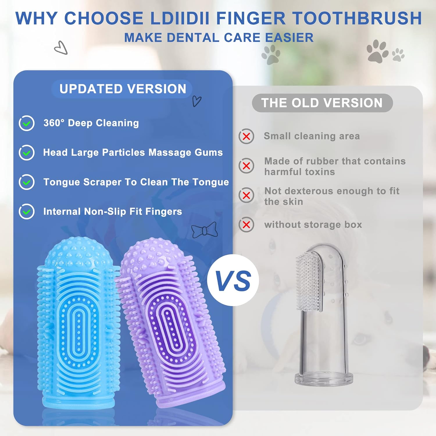 KFX-7988157 360° Silicone Dog and Cat Toothbrush Kit with Finger Brush for Effective Dental Care and Fresh Breath