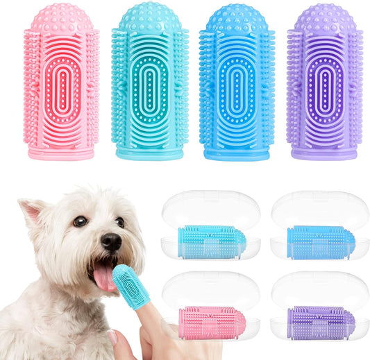 KFX-7988157 360° Silicone Dog and Cat Toothbrush Kit with Finger Brush for Effective Dental Care and Fresh Breath