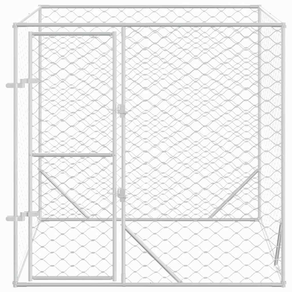 KFX-7989949 Galvanized Steel Outdoor Dog Kennel - 2x2x2 m Enclosure for Pets