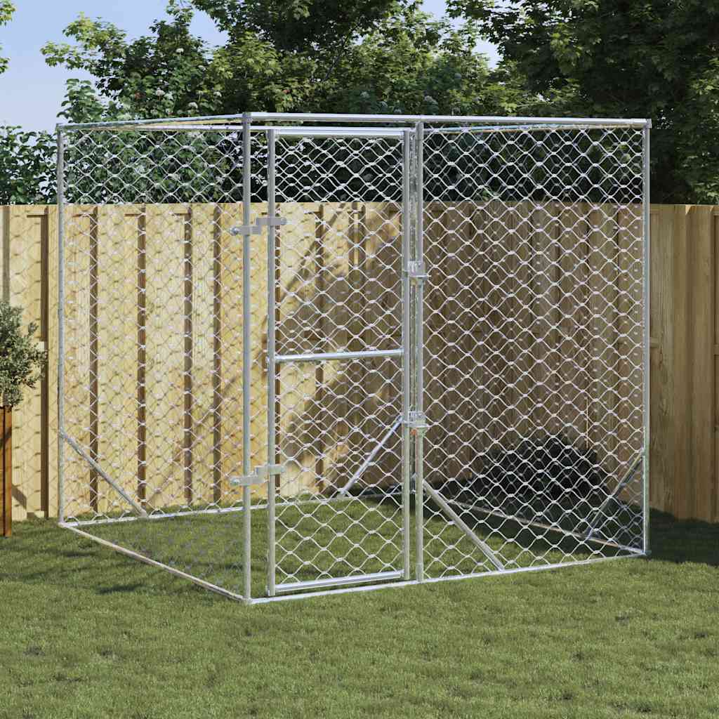 KFX-7989949 Galvanized Steel Outdoor Dog Kennel - 2x2x2 m Enclosure for Pets