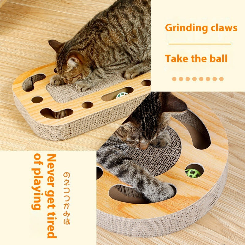 KFX-7990845 Cat Scratch Board with Grinding Ball Toy - Durable Corrugated Paper, Various Shapes for All Cats