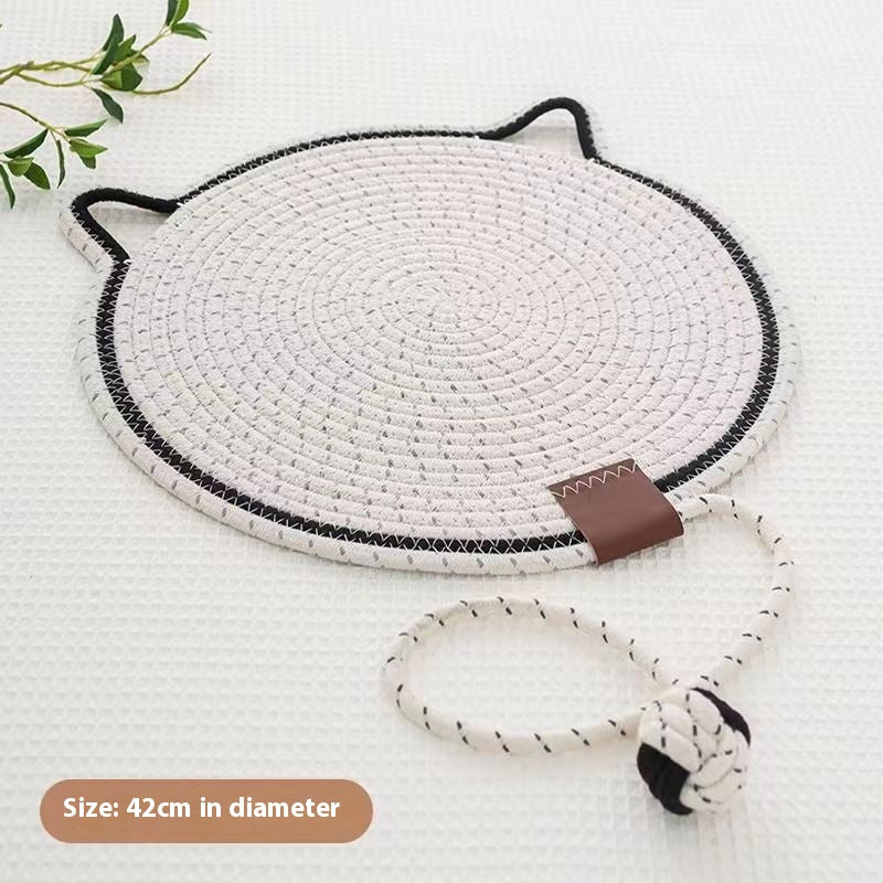 KFX-7992509 Braided Cotton Rope Cat Scratching Mat with Toy Ball - Washable & Eco-Friendly