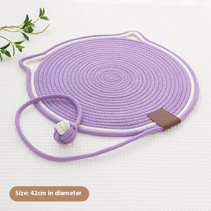 KFX-7992509 Braided Cotton Rope Cat Scratching Mat with Toy Ball - Washable & Eco-Friendly
