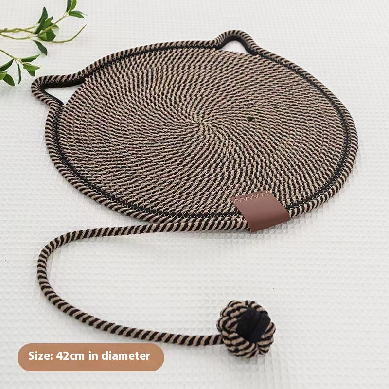 KFX-7992509 Braided Cotton Rope Cat Scratching Mat with Toy Ball - Washable & Eco-Friendly