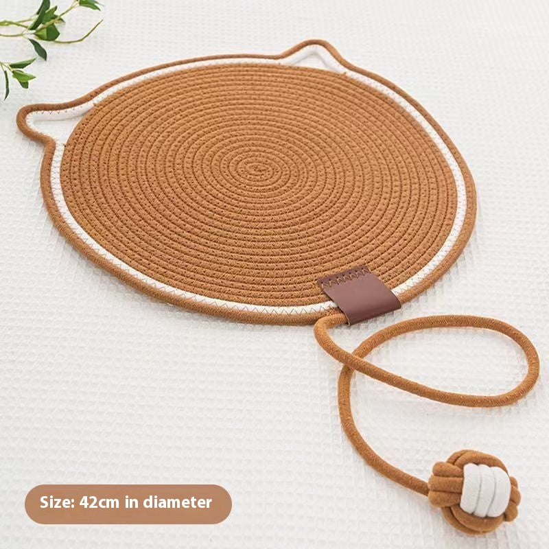 KFX-7992509 Braided Cotton Rope Cat Scratching Mat with Toy Ball - Washable & Eco-Friendly