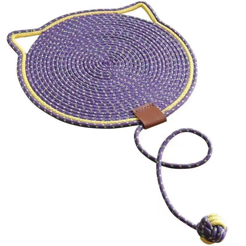 KFX-7992509 Braided Cotton Rope Cat Scratching Mat with Toy Ball - Washable & Eco-Friendly