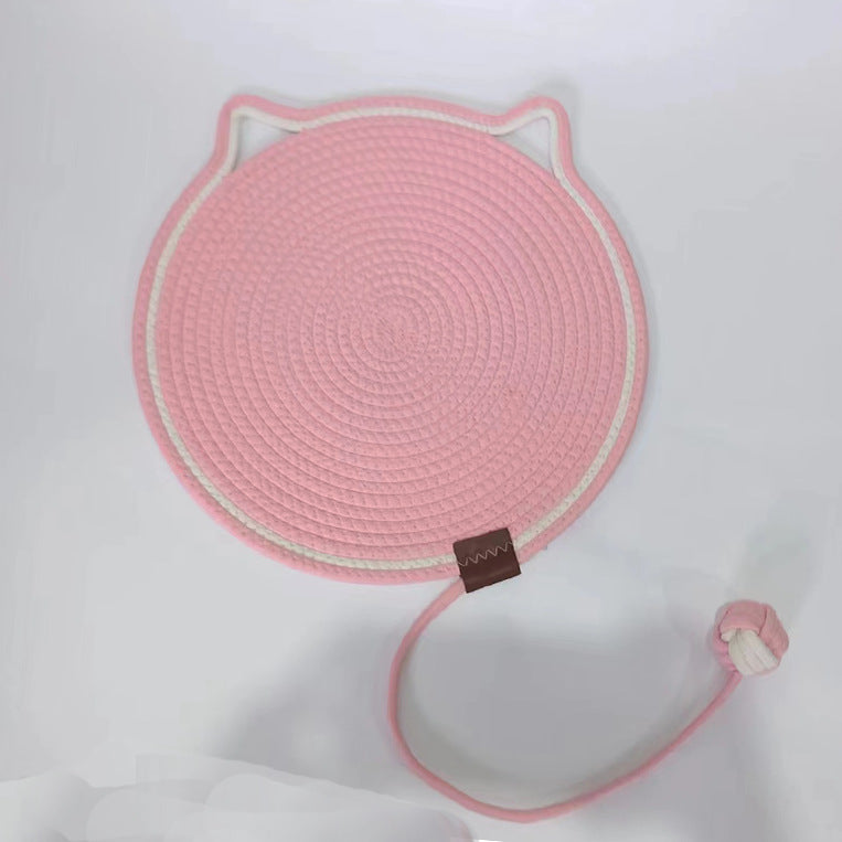 KFX-7992509 Braided Cotton Rope Cat Scratching Mat with Toy Ball - Washable & Eco-Friendly