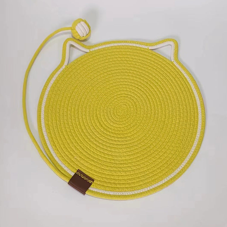KFX-7992509 Braided Cotton Rope Cat Scratching Mat with Toy Ball - Washable & Eco-Friendly