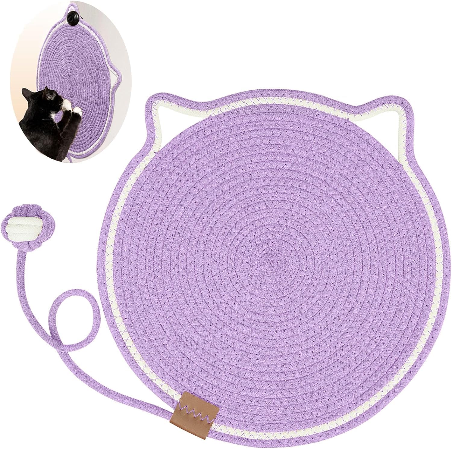 KFX-7992509 Braided Cotton Rope Cat Scratching Mat with Toy Ball - Washable & Eco-Friendly