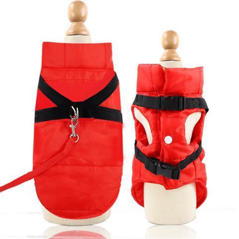 KFX-7993021 Waterproof Cold Burst Dog Vest Coat - Red & Black for All Sizes (XS-2XL)