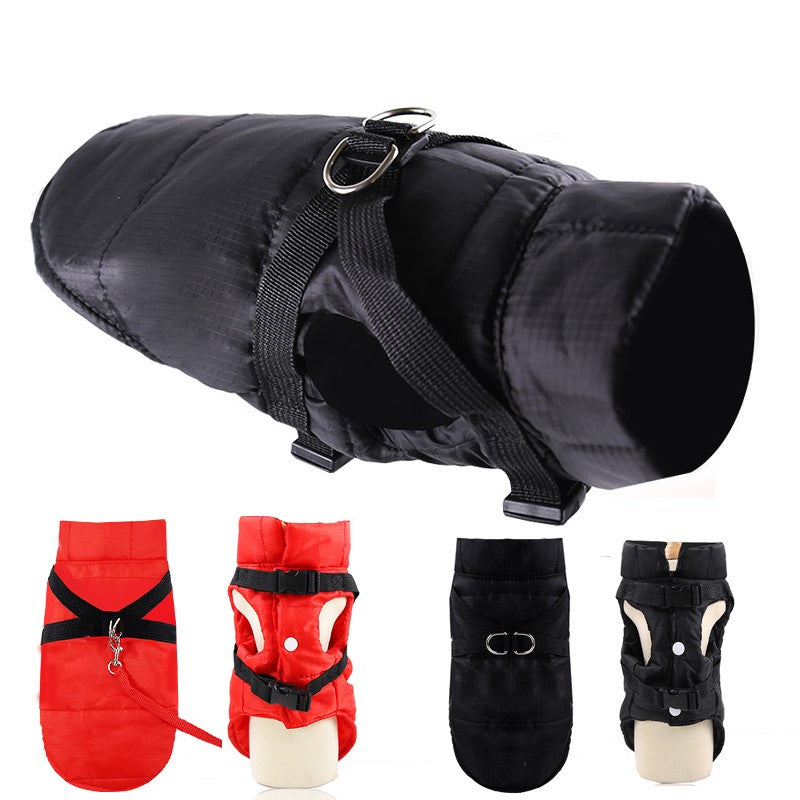 KFX-7993021 Waterproof Cold Burst Dog Vest Coat - Red & Black for All Sizes (XS-2XL)