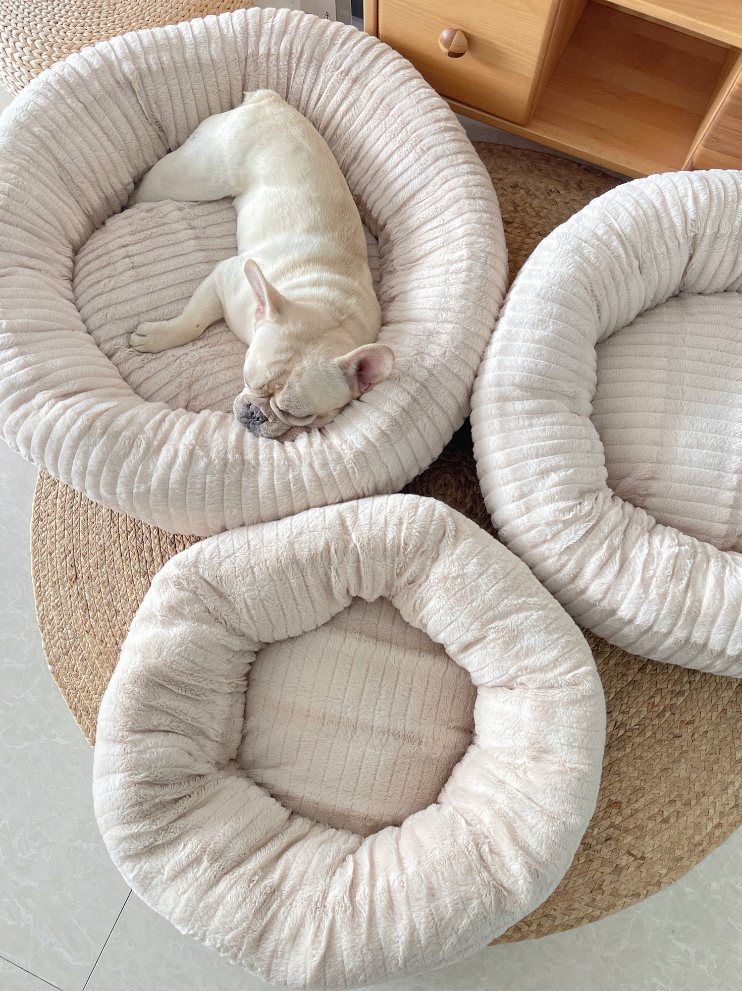 KFX-7994685 Cozy Plush Thickened Round Pet Bed for Cats and Dogs - Soft Velvet Cushion