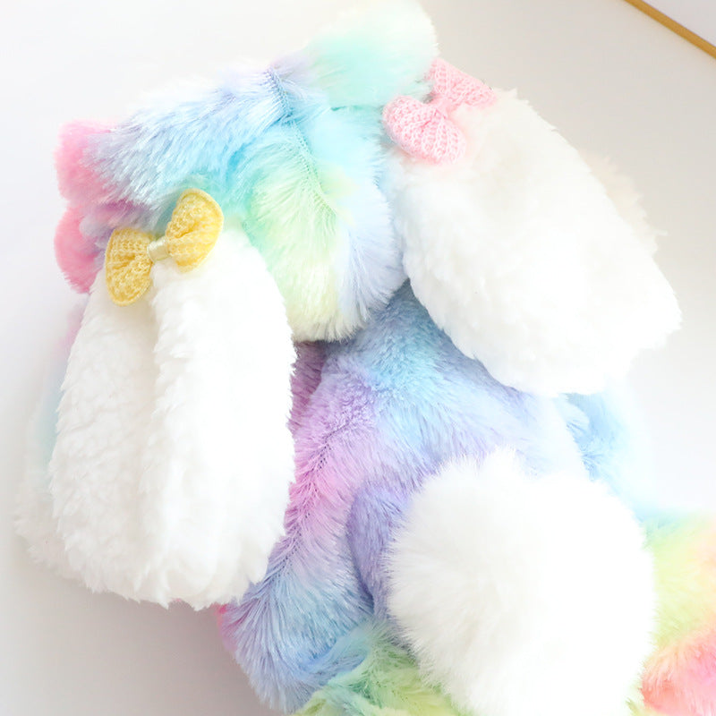 KFX-7995069 Colorful Tie-Dye Cotton-Padded Jacket for Dogs - Double-Layer Zipper Design, Sizes XS-XL
