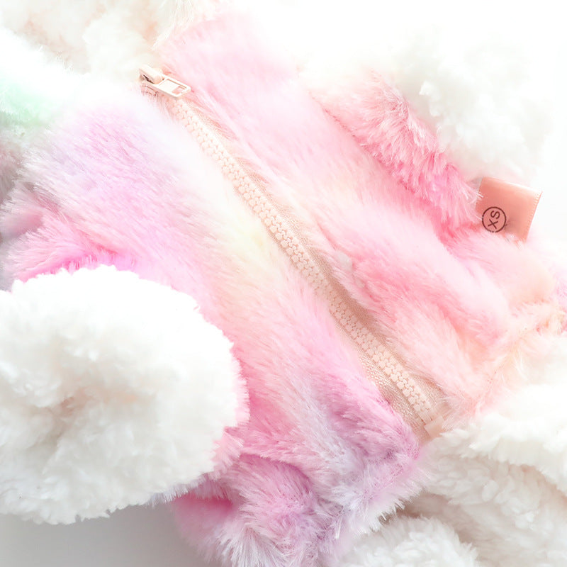KFX-7995069 Colorful Tie-Dye Cotton-Padded Jacket for Dogs - Double-Layer Zipper Design, Sizes XS-XL