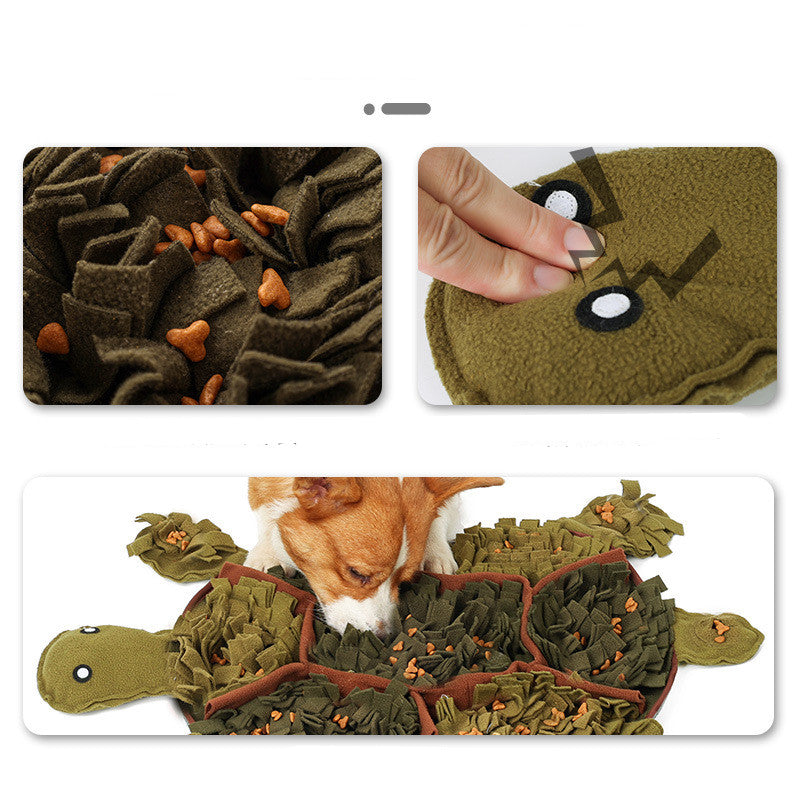 KFX-7995453 Tortoise Shaped Sniffing Pad for Dogs - Polyester Energy-Consuming Decompression Toy in Army Green, 71x52cm