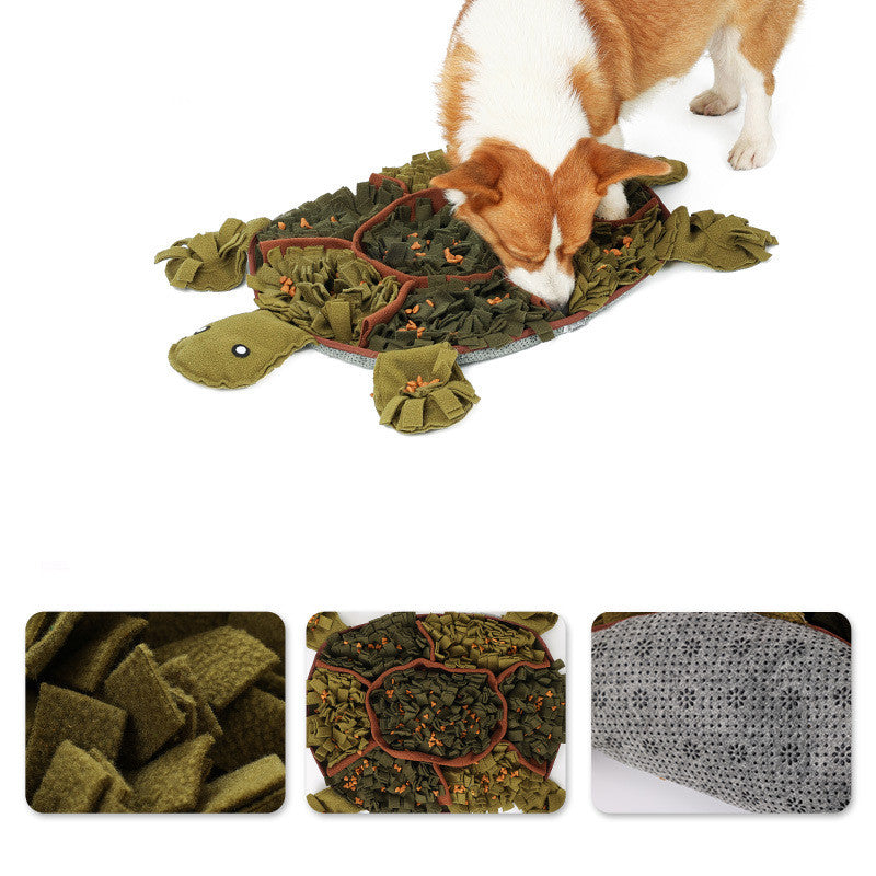 KFX-7995453 Tortoise Shaped Sniffing Pad for Dogs - Polyester Energy-Consuming Decompression Toy in Army Green, 71x52cm