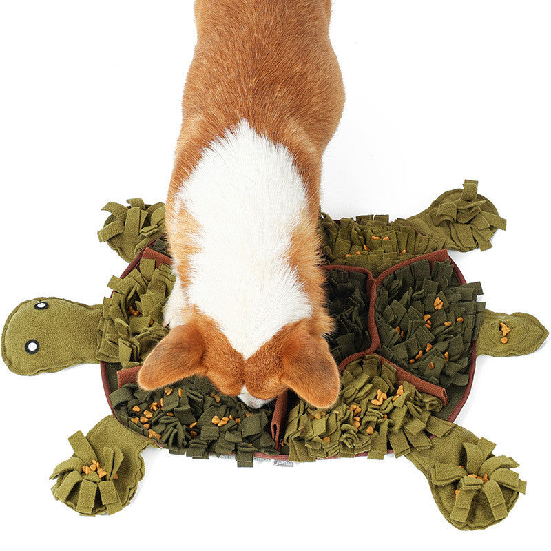 KFX-7995453 Tortoise Shaped Sniffing Pad for Dogs - Polyester Energy-Consuming Decompression Toy in Army Green, 71x52cm