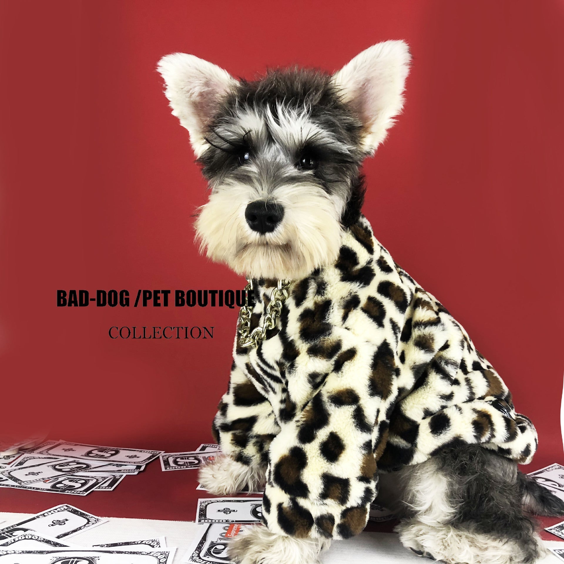 KFX-7996989 Leopard Print Dog Jacket for Spring and Autumn – Thick Polyester Coat for Small Breeds