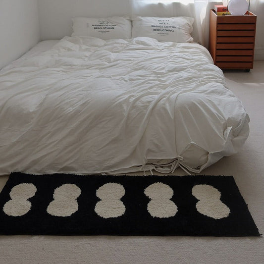 KFX-7997245 Long Velvet Flocking Carpet, Non-Slip, Absorbent, Geometric Pattern, Home Tea Table Cloth, Black & White, Pearl White, Brown, 40x120cm & 50x158cm