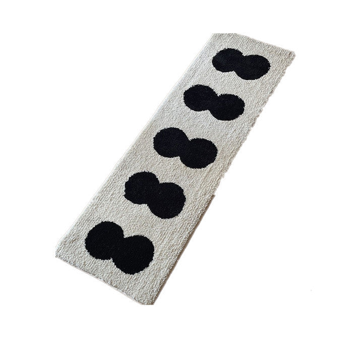 KFX-7997245 Long Velvet Flocking Carpet, Non-Slip, Absorbent, Geometric Pattern, Home Tea Table Cloth, Black & White, Pearl White, Brown, 40x120cm & 50x158cm