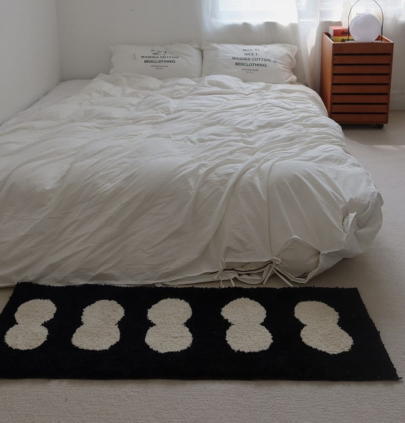 KFX-7997245 Long Velvet Flocking Carpet, Non-Slip, Absorbent, Geometric Pattern, Home Tea Table Cloth, Black & White, Pearl White, Brown, 40x120cm & 50x158cm