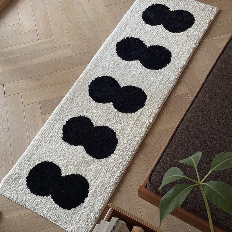 KFX-7997245 Long Velvet Flocking Carpet, Non-Slip, Absorbent, Geometric Pattern, Home Tea Table Cloth, Black & White, Pearl White, Brown, 40x120cm & 50x158cm