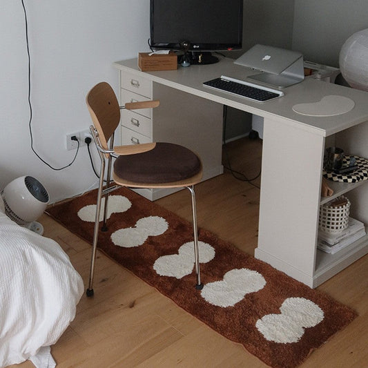 KFX-7997245 Long Velvet Flocking Carpet, Non-Slip, Absorbent, Geometric Pattern, Home Tea Table Cloth, Black & White, Pearl White, Brown, 40x120cm & 50x158cm